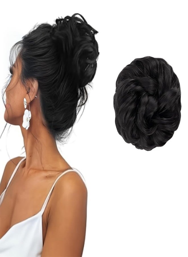 بلوشيا وصلة شعر صناعية على شكل كعكة شعر فوضوية من BLUSHIA، قطعة واحدة، لون أسود - Image 2