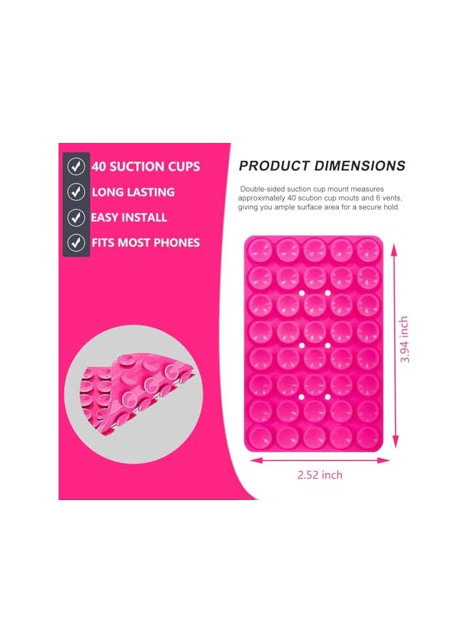 Green Tiger 2 Pack Silicone Suction Cup Phone Case Mount Double Sided, Silicone Phone Stand for iPhone and Android, Hands-Free Phone Accessories Strong Grip Holder for Selfies and Videos Creators(Lightpink&White) - Image 4