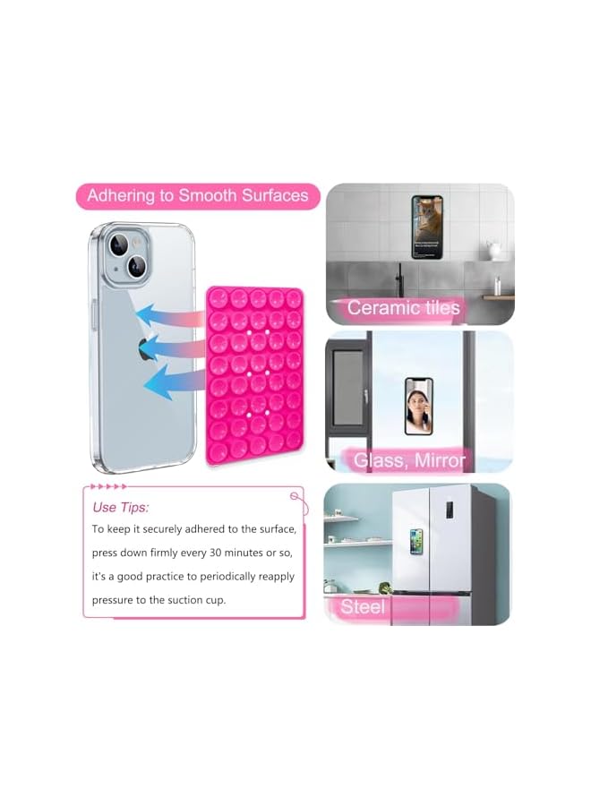 Green Tiger 2 Pack Silicone Suction Cup Phone Case Mount Double Sided, Silicone Phone Stand for iPhone and Android, Hands-Free Phone Accessories Strong Grip Holder for Selfies and Videos Creators(Lightpink&White) - Image 5