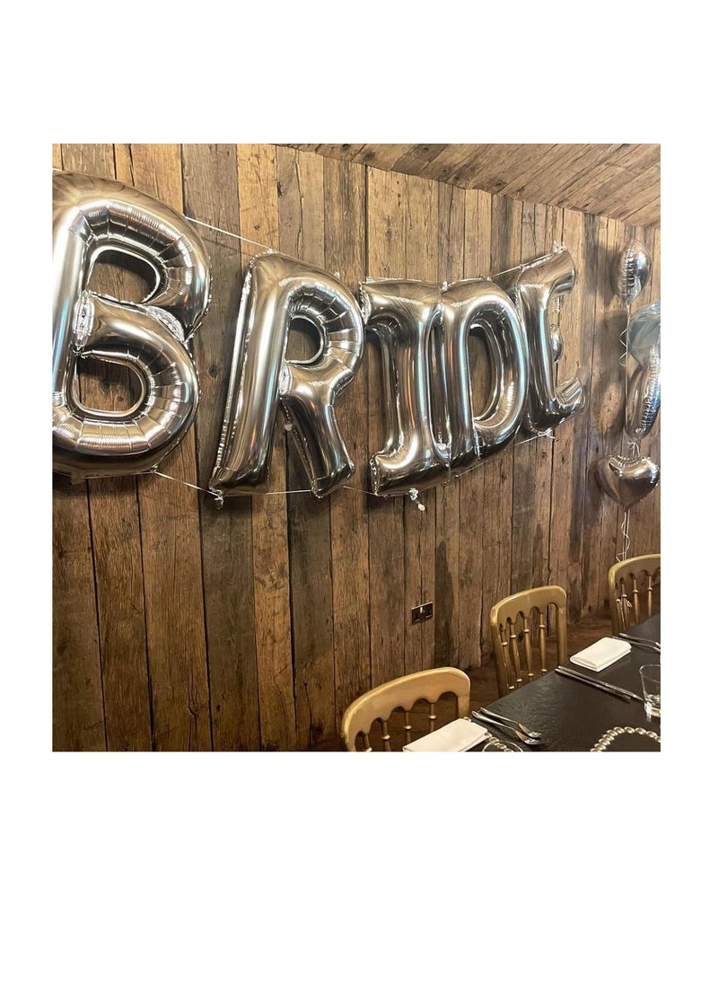 بارتي ويذ إيما الحروف الفضية من الألف إلى الياء بالونات 32 بوصة بالونات الأبجدية الكبيرة الفضة رقائق الهيليوم رسالة بالون راية لحفل عيد ميلاد الذكرى السنوية زفاف الزفاف (فضي-ب) - Image 2