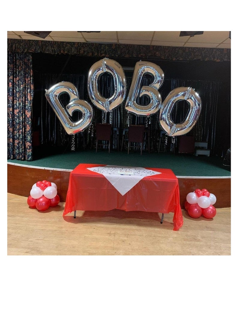 بارتي ويذ إيما الحروف الفضية من الألف إلى الياء بالونات 32 بوصة بالونات الأبجدية الكبيرة الفضة رقائق الهيليوم رسالة بالون راية لحفل عيد ميلاد الذكرى السنوية زفاف الزفاف (فضي-ب) - Image 3