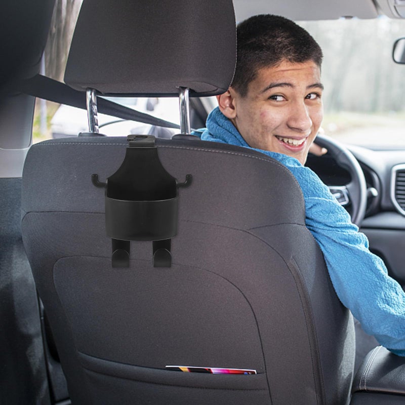Black Universal Car Back Seat Headrest Cup Holder Organizer with Storage Box and Phone Holder - Image 4