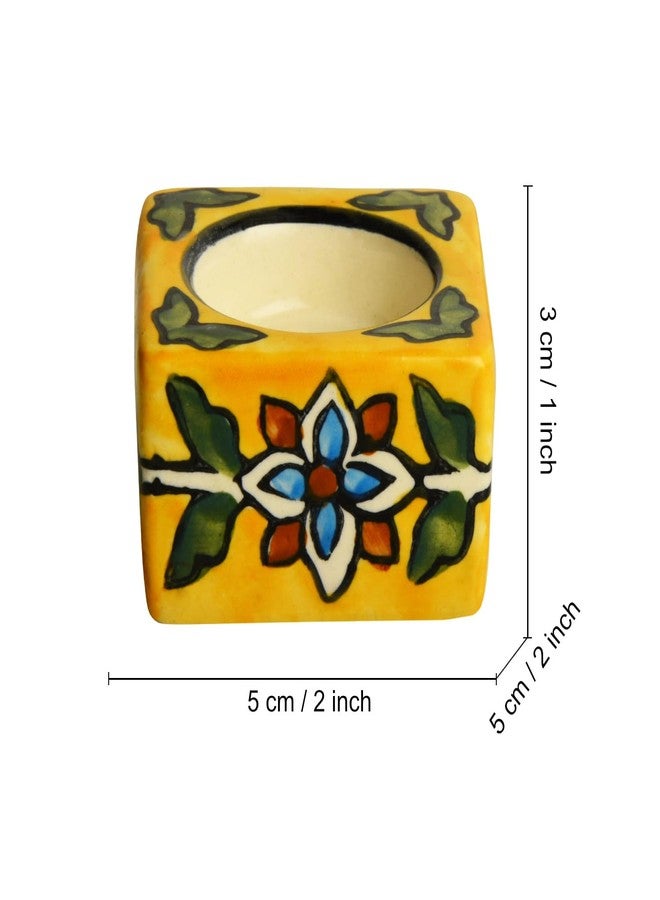 StyleMyWay Hand Painted Ceramic Tea Light Holder for Home Decoration (Multicolor, Set of 4, 2 inches) | Handmade Home Decor Items - Image 5
