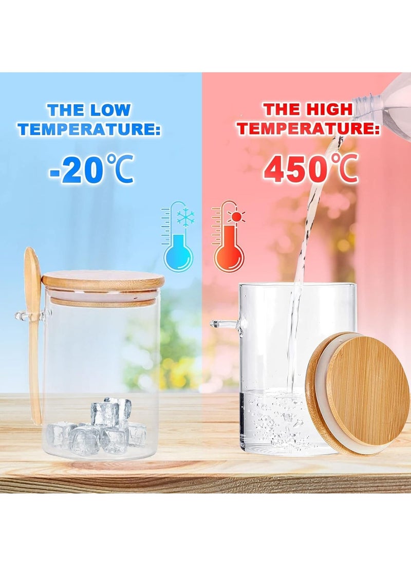 TYCOM Glass Storage Jar (4 Pcs) with Bamboo Lids and bamboo Spoon, Airtight Food Jars Kitchen Food Storage Containers with Scoop For Serving Tea, Coffee, Flour, Sugar, Spice - 4pcs with Spoon  - Image 5