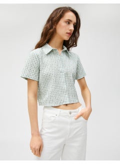 Crop Shirt Checked Short Sleeve Buttoned - pzsku/Z0F05697D5D8DD8FFD53EZ/45/_/1726146444/7c97fef9-d4fb-40c2-b304-9aaca5d2a2a2