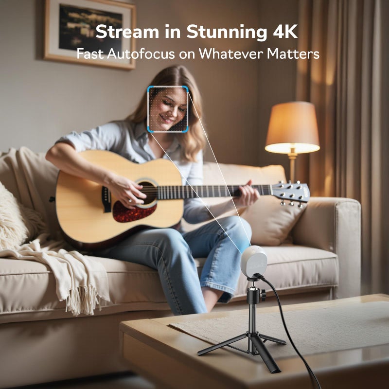 EMEET Piko 4K Webcam for Streaming, Worldâ€™s 1st Dual-Camera AI-Powered 4K Camera w/AI Autofocus, 3 Mics Array&3 Sound Modes, USB Webcam with Clip, Great for Streaming, Desk Setup and Creative Gifts - Image 3