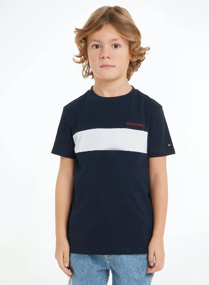 TOMMY HILFIGER Boys' Colorblock Embroidered Short Sleeve T-Shirt - Cotton, Blue