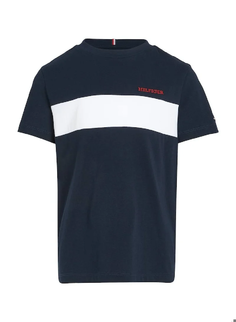 TOMMY HILFIGER Boys' Colorblock Embroidered Short Sleeve T-Shirt - Cotton, Blue