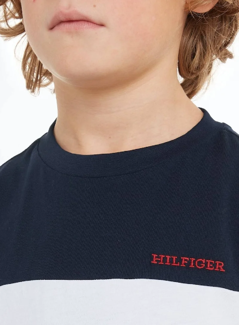 TOMMY HILFIGER Boys' Colorblock Embroidered Short Sleeve T-Shirt - Cotton, Blue