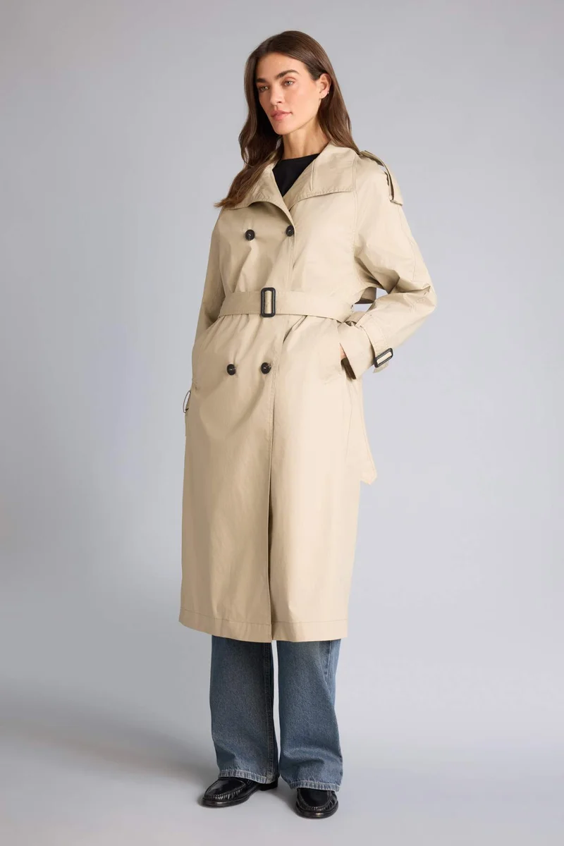 DeFacto Regular Fit Cotton Lined Twill Trenchcoat