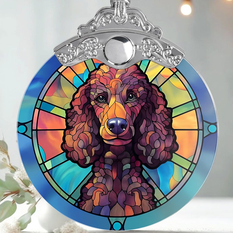 Jocidea Christmas Ornament  Poodle Christmas Decor  Poodle Ornaments for Christmas Tree  Stained Glass Ornament  Poodle Gifts  Holiday Decorations and Xmas Gifts Ideas - Image 1