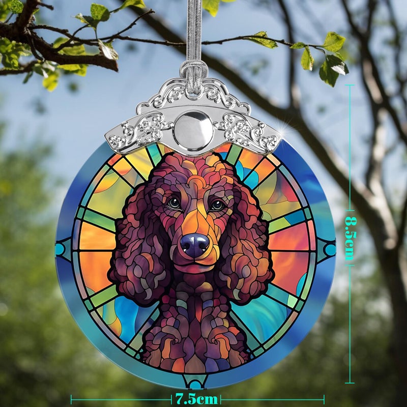 Jocidea Christmas Ornament  Poodle Christmas Decor  Poodle Ornaments for Christmas Tree  Stained Glass Ornament  Poodle Gifts  Holiday Decorations and Xmas Gifts Ideas - Image 2