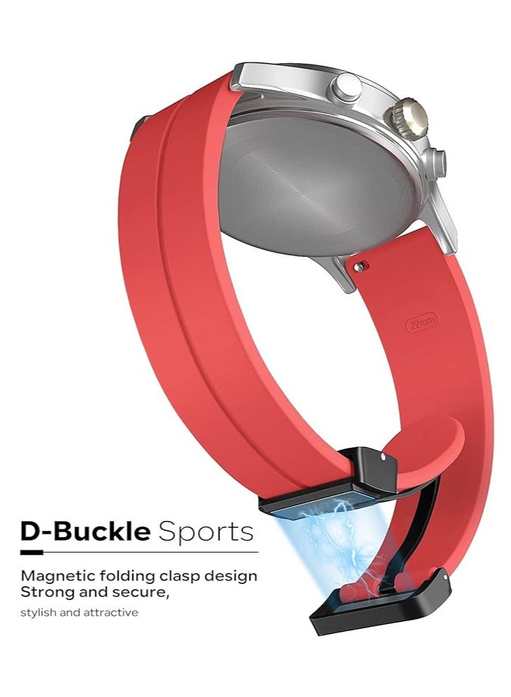 DUSALA Magnetic Watch Band 22mm - Quick Release - Skin-Friendly Soft Silicone Sport Watch Band for Men Women, Magnetic Folding Clasp Silicone Strap - Image 2