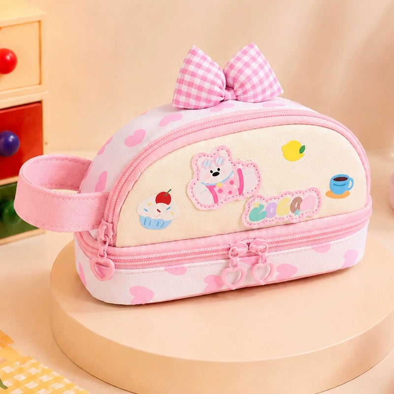 Kids Handle Pencil Case Cat Design 6-12 Years,School Supplies Large Capacity Lightweight Easy-to-Clean Stationery Bag  Gift - Image 1