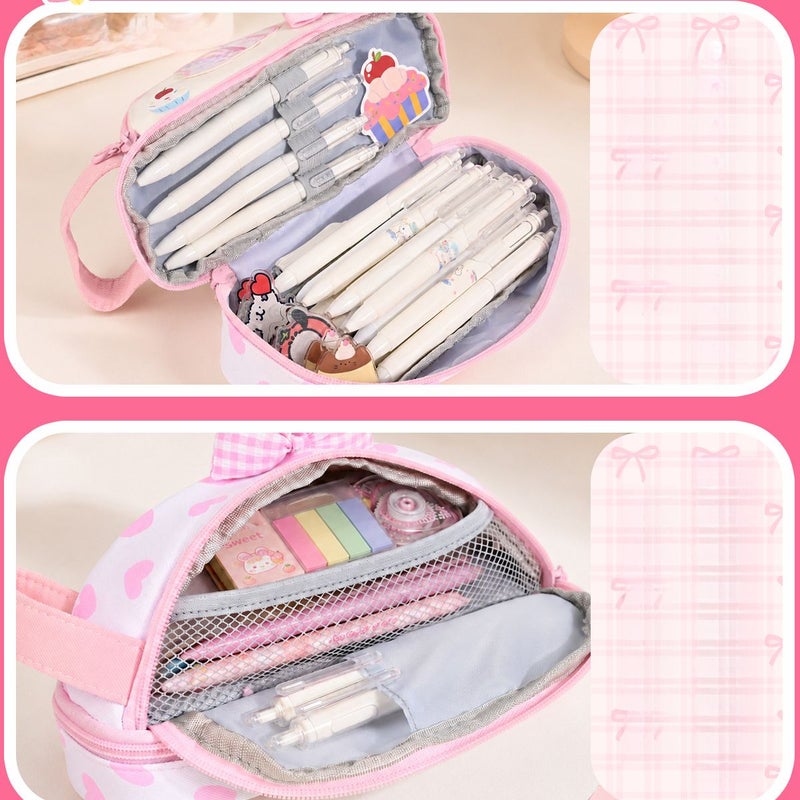 Kids Handle Pencil Case Cat Design 6-12 Years,School Supplies Large Capacity Lightweight Easy-to-Clean Stationery Bag  Gift - Image 5