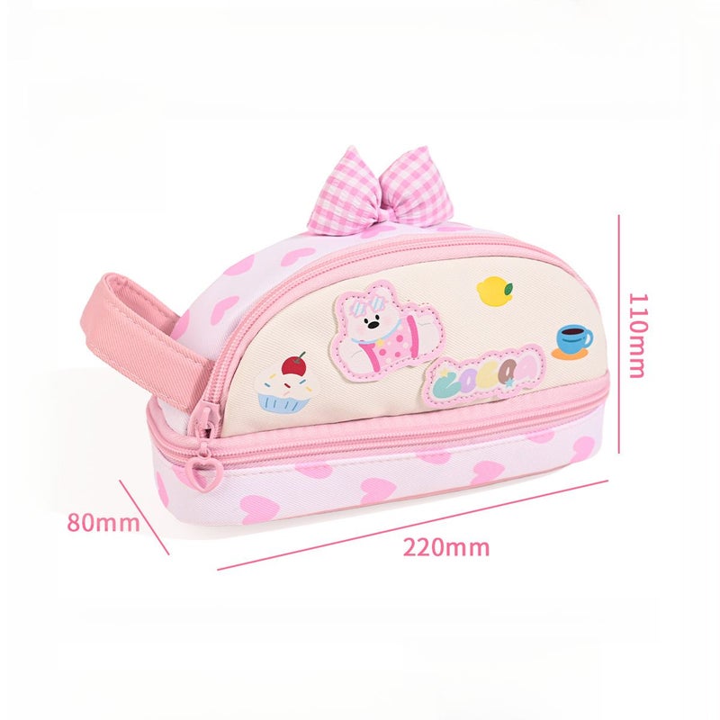 Kids Handle Pencil Case Cat Design 6-12 Years,School Supplies Large Capacity Lightweight Easy-to-Clean Stationery Bag  Gift - Image 2