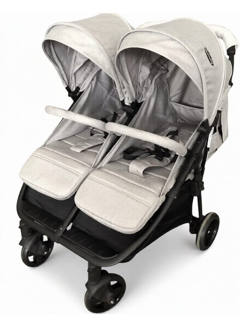 Side-by-Side Twin Stroller for Newborns to 36 Months,LIGHT,GREY - Image 3