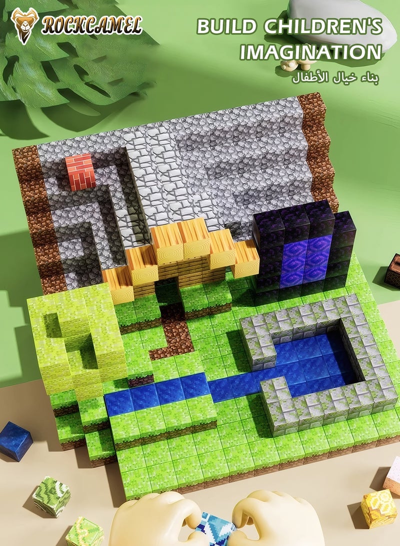 ROCKCAMEL 458PCS Magnetic Building Blocks with 45 Mini Figures, Travel Magnet Building Toy Set with Luxury Storage Case for Kids, Educational Stacking Construction Toys Gift for Kids Age 3-18 - Image 4