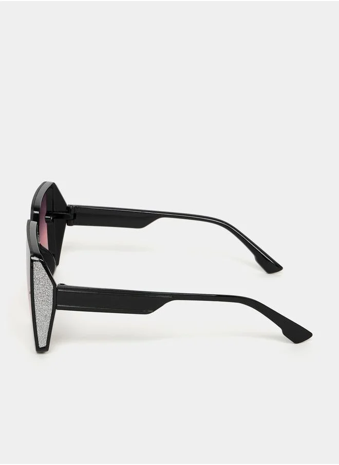 Styli Embellished Square Sunglasses
