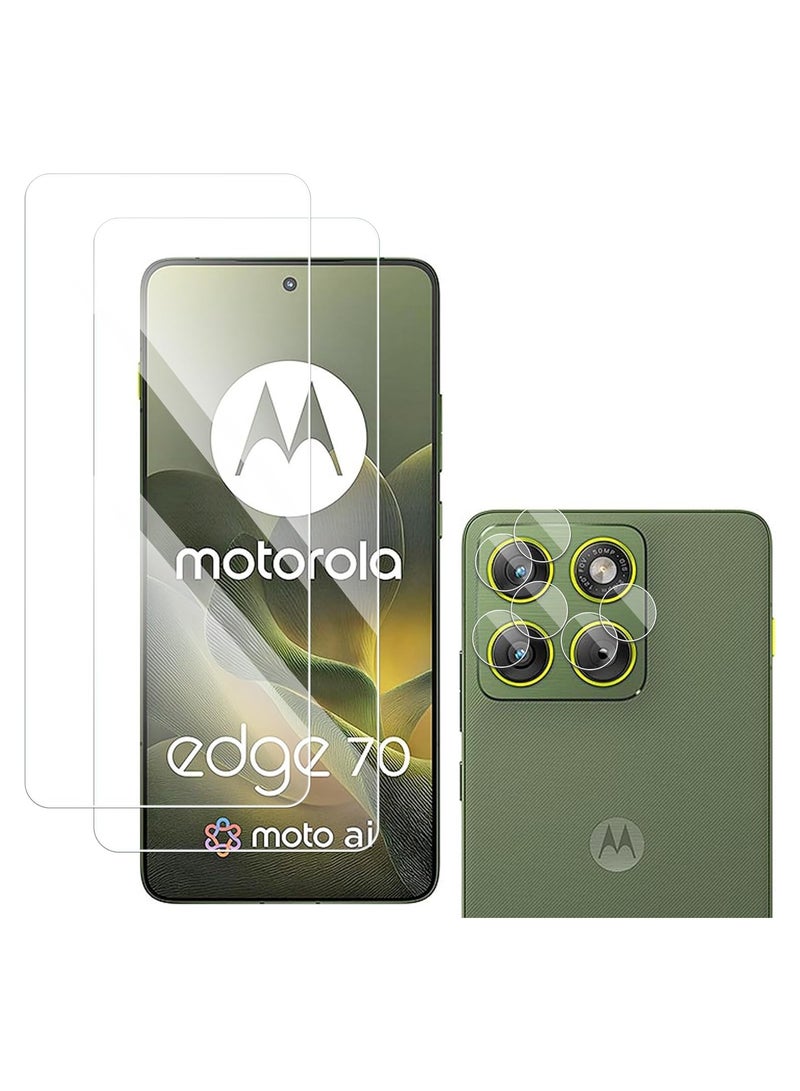 عام [طقم 2+2 قطعة] واقي شاشة وعدسة كاميرا متوافق مع هاتف Motorola Edge 70 2025. زجاج مقوى بصلابة 9H، مقاوم للخدوش وبصمات الأصابع. - Image 1