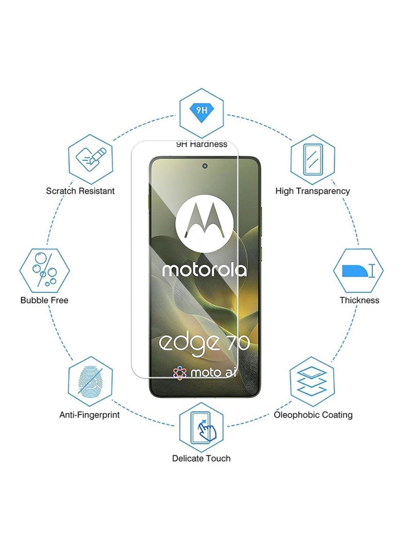 عام [طقم 2+2 قطعة] واقي شاشة وعدسة كاميرا متوافق مع هاتف Motorola Edge 70 2025. زجاج مقوى بصلابة 9H، مقاوم للخدوش وبصمات الأصابع. - Image 2