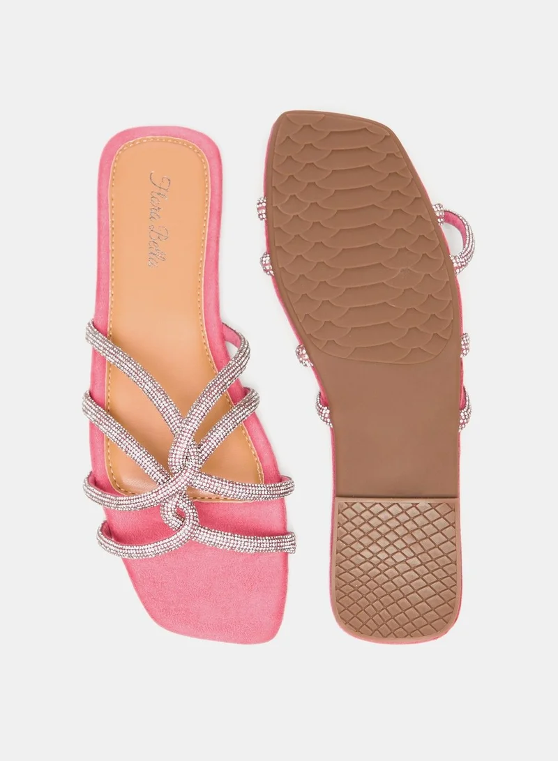 Flora Bella Embellished Open Toe Slide Sandals