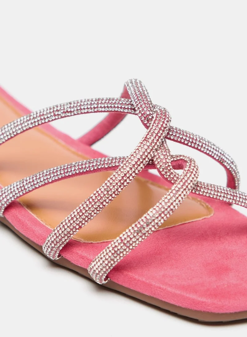 Flora Bella Embellished Open Toe Slide Sandals