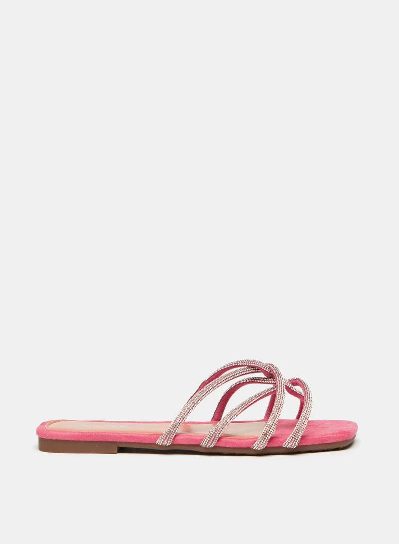 Flora Bella Embellished Open Toe Slide Sandals