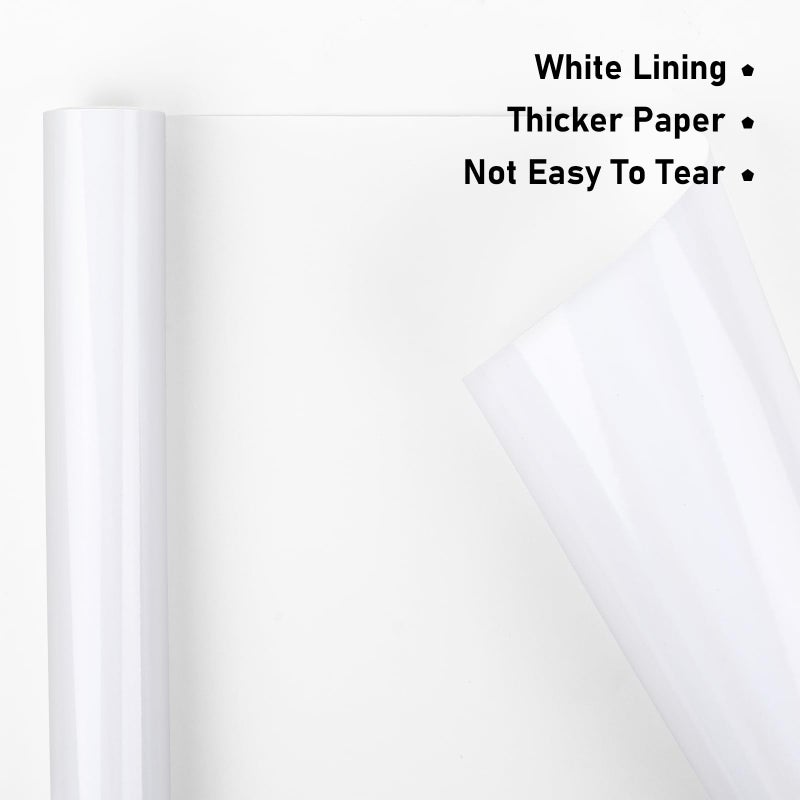 NESCCI White Metallic Wrapping Paper, Solid Color Paper,Gift Wrapping Paper,Perfect for Wedding,Valentine's Day,Birthday, Christmas,Baby Shower,DIY Bouquet (17.5 Inches X 32.8 Feet) - Image 2