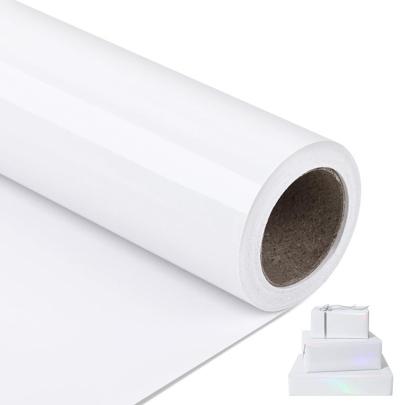 NESCCI White Metallic Wrapping Paper, Solid Color Paper,Gift Wrapping Paper,Perfect for Wedding,Valentine's Day,Birthday, Christmas,Baby Shower,DIY Bouquet (17.5 Inches X 32.8 Feet) - Image 1
