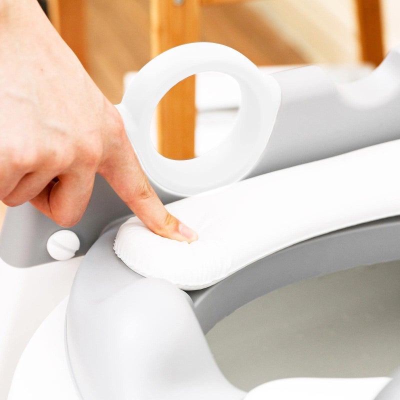 Wiifo Potty Training Seat with Step Stool Ladder for Kids and Toddler,Wiifo Sturdy Potty Ladder with Soft Padded Cushion for Boys and Girls,Toddler Toilet Training Seat Chair(Grey White) - Image 5