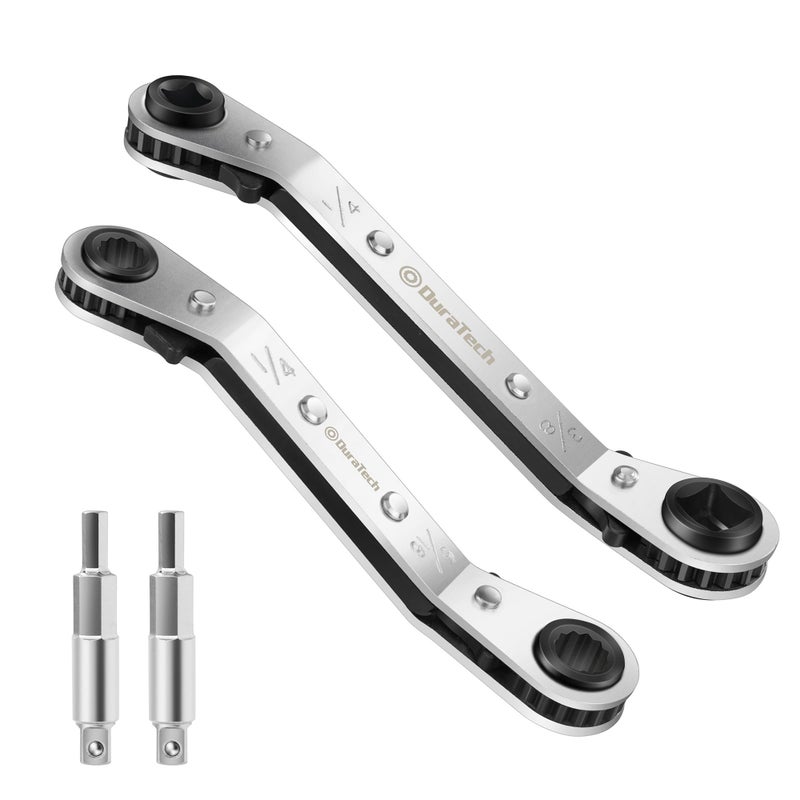 DURATECH HVAC Service Wrench Set Refrigeration Wrench 316 14 516 38 for Air Conditioning Refrigeration Equipment with Hex Bit Adapter