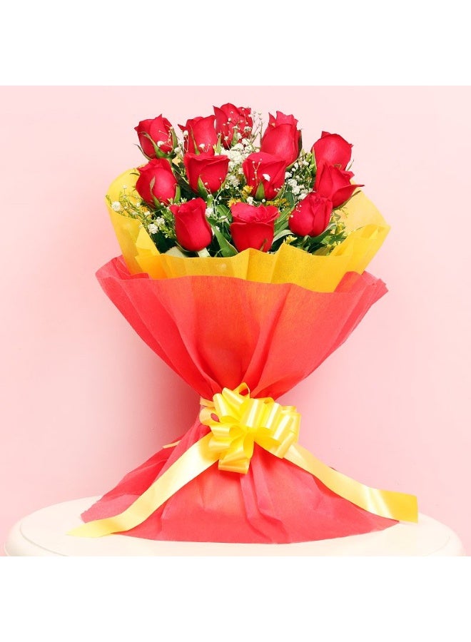 Carmel Flowers Red Roses In Double Wrapping -Delivery In Dubai - Image 1