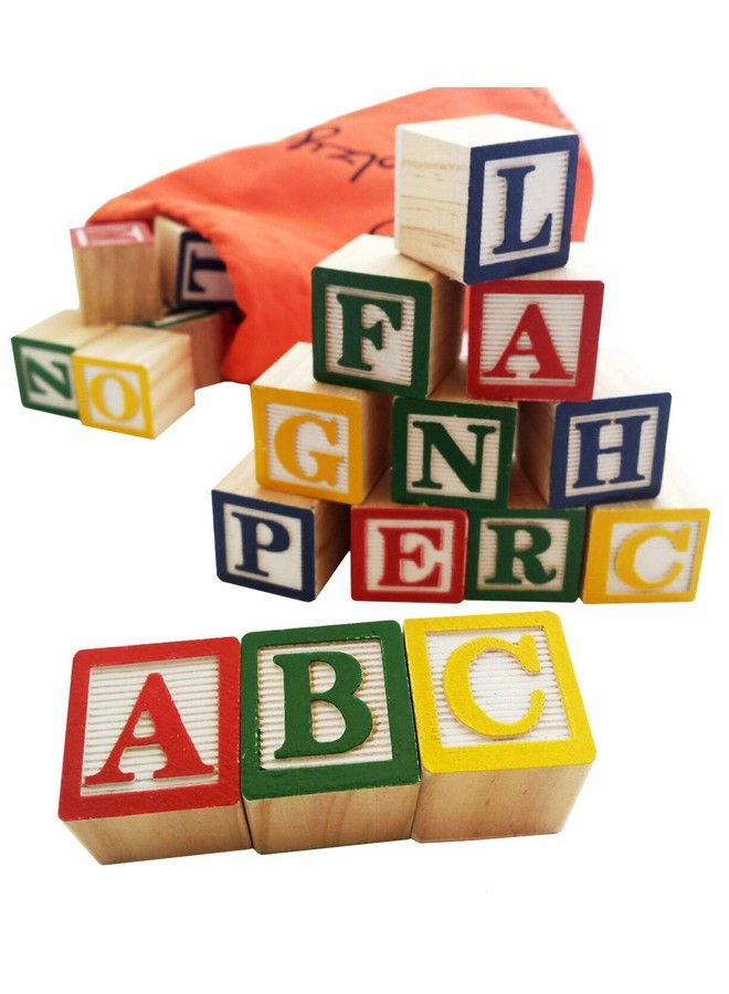 Skoolzy Abc Wooden Blocks For Toddlers 30 Wood Alphabet Blocks Montessori Stacking Letter Preschool Learning Toys Develop Language Skills Boys And Girls Ages 2+ Includes Ebook & Storage Bag  - Image 1