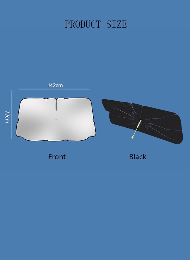 DUNISO Car Windshield Sunshade Umbrella Pull Ring Car Sun Shade Front Window Cover Foldable Sunshade Umbrella with Window Breaker for UV Ray Block Sun Heat Protection for Most Vehicles  - Image 4