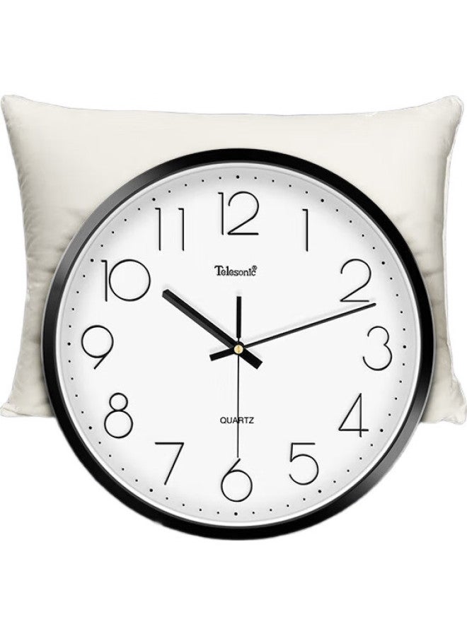 Telesonic Wall Clock, Living Room Modern Minimalist Quiet Round Quartz Wall Clock, Q7703-2 Black 35Cm - Image 3