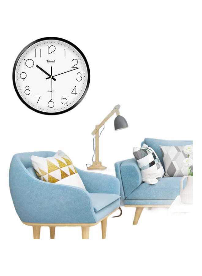 Telesonic Wall Clock, Living Room Modern Minimalist Quiet Round Quartz Wall Clock, Q7703-2 Black 35Cm - Image 1