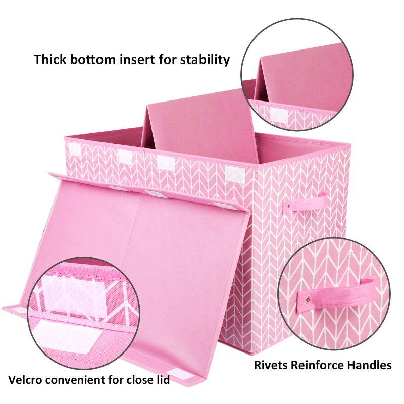 Mayniu Large Toy Storage Box Chest for Girls Kids, Sturdy Toy Box Bin Organizer Baskets with Lid for Living Room, Nursery, Closet, Bedroom, Playroom 25"x13" x16" (Pink) - Image 3