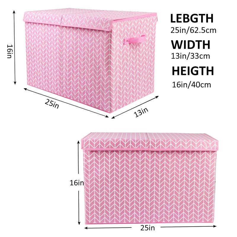 Mayniu Large Toy Storage Box Chest for Girls Kids, Sturdy Toy Box Bin Organizer Baskets with Lid for Living Room, Nursery, Closet, Bedroom, Playroom 25"x13" x16" (Pink) - Image 4