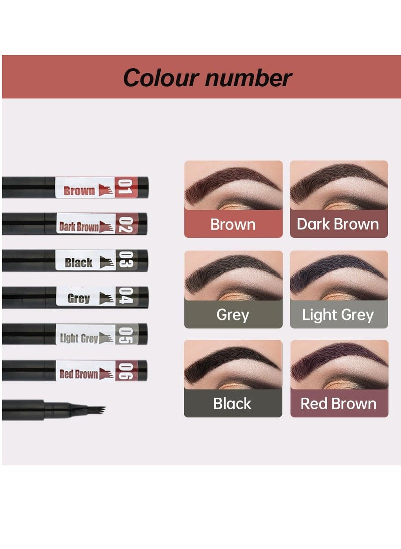 General - Eyebrow Contouring Pen, 2Pcs Microblading Eyebrow Pen Tattoo Pencil 4 Fork Tip, Fine Stroke Microblading Eyebrow Pencil 4 Tipped Precise Brow Pen Natural (Dark Brown) - Image 1
