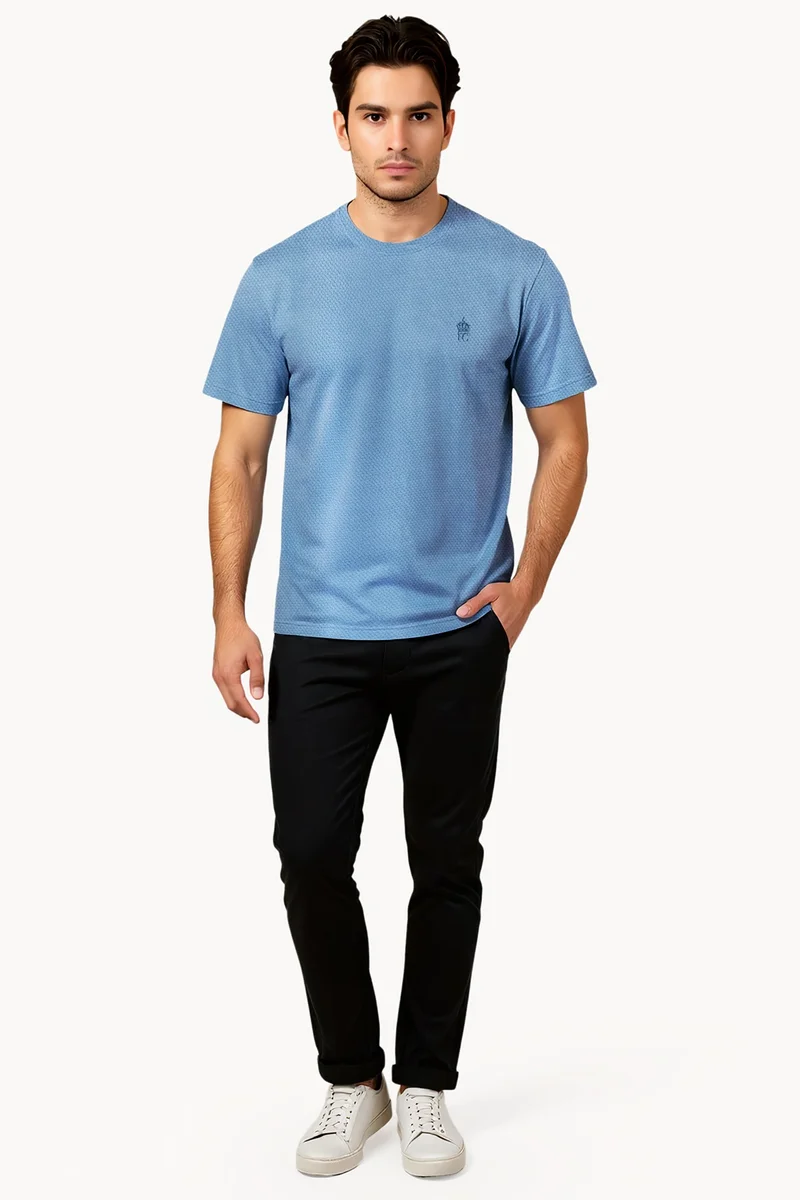 فرنش كونكشن Popcorn Textured Crew Neck T-Shirt