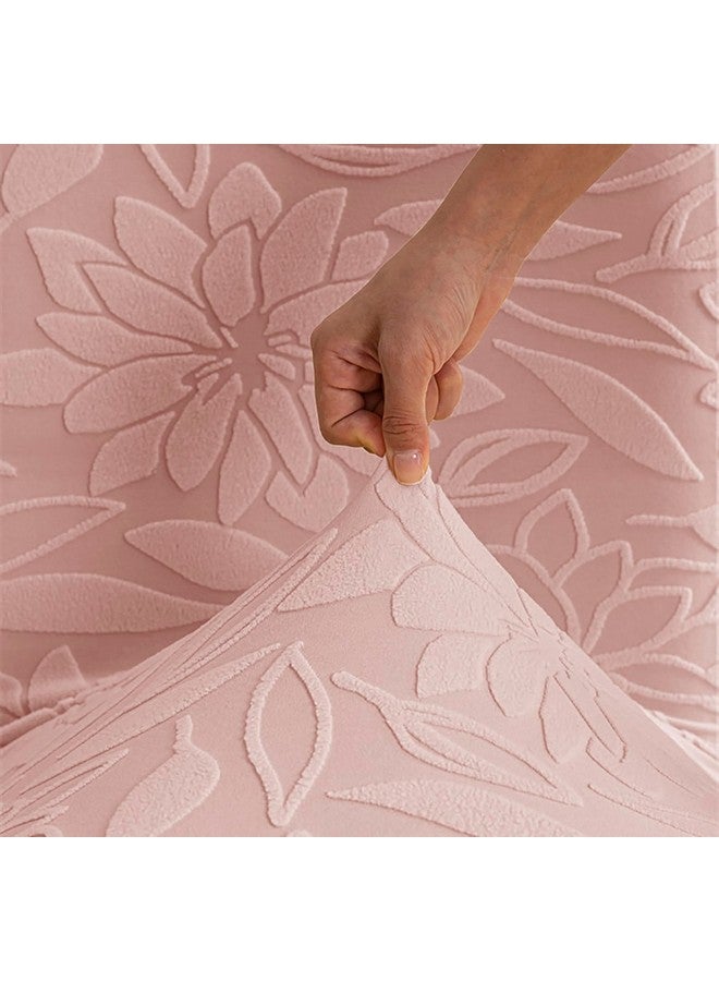 House of Quirk Stretchy Universal Camellia Jacquard Waterproof Chair Cover Removable & Washable Short Dining Chair Cover Protector Seat Slipcover (Pink,Pack of 8) - Image 5