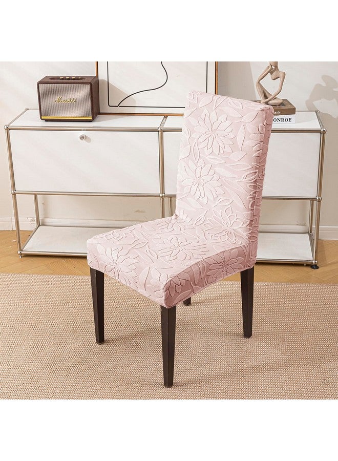 House of Quirk Stretchy Universal Camellia Jacquard Waterproof Chair Cover Removable & Washable Short Dining Chair Cover Protector Seat Slipcover (Pink,Pack of 8) - Image 2
