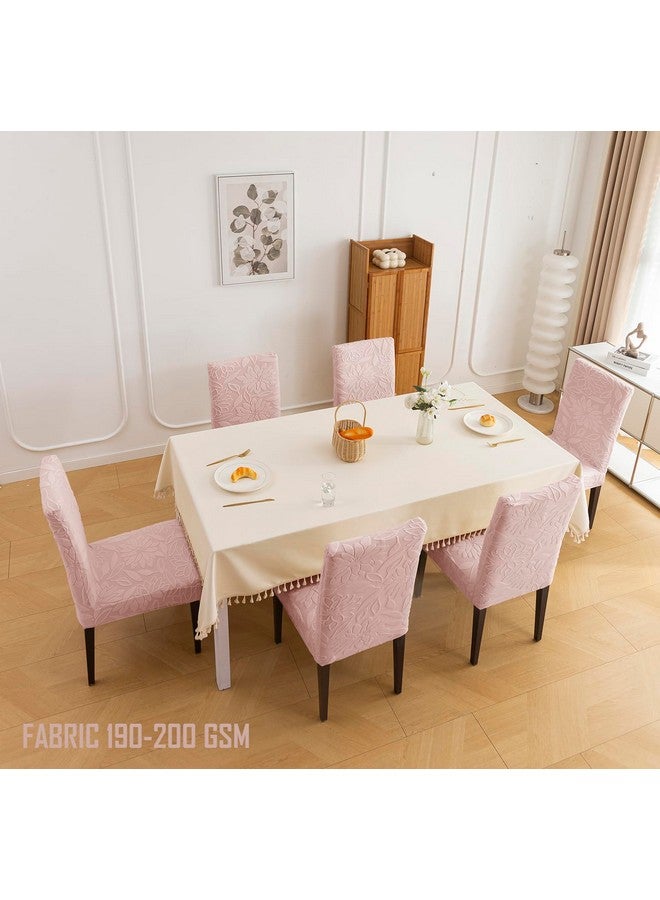 House of Quirk Stretchy Universal Camellia Jacquard Waterproof Chair Cover Removable & Washable Short Dining Chair Cover Protector Seat Slipcover (Pink,Pack of 8) - Image 4