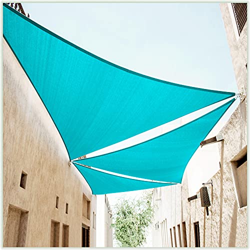 ColourTree ColourTree 20 x 20 x 20 Turquoise Triangle TAPT20 Sun Shade Sail Canopy Mesh Fabric UV Block UPF50  Commercial Heavy Duty  190 GSM  3 Years Warranty We Make Custom Size