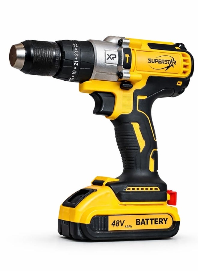 SuperStar 48V Cordless Drill SPER-NH48 – Powerful Lithium-Ion Electric Drill Driver with 2 Speed Control, 18+1 Torque Settings, LED Light, Overheat & Overcharge Protection - Image 1