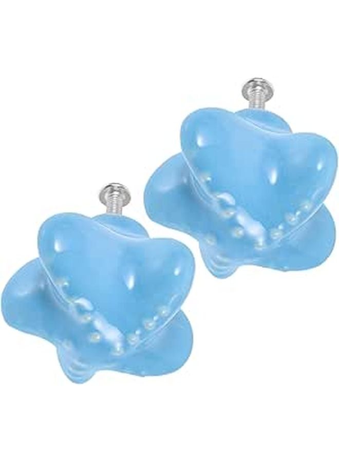 Blue Cartoon Sea Star Seashell Ceramic Drawer Pull Handles Set For Cabinet Wardrobe - Image 1