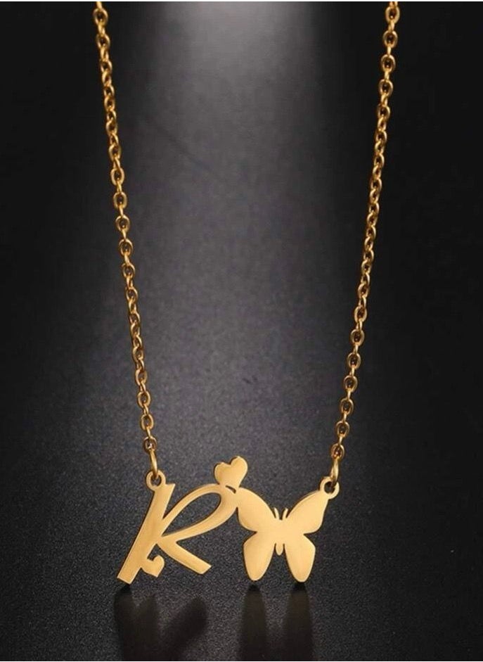 sixtyfour Trendy Gold Stainless Steel Necklace For Women Letter K 