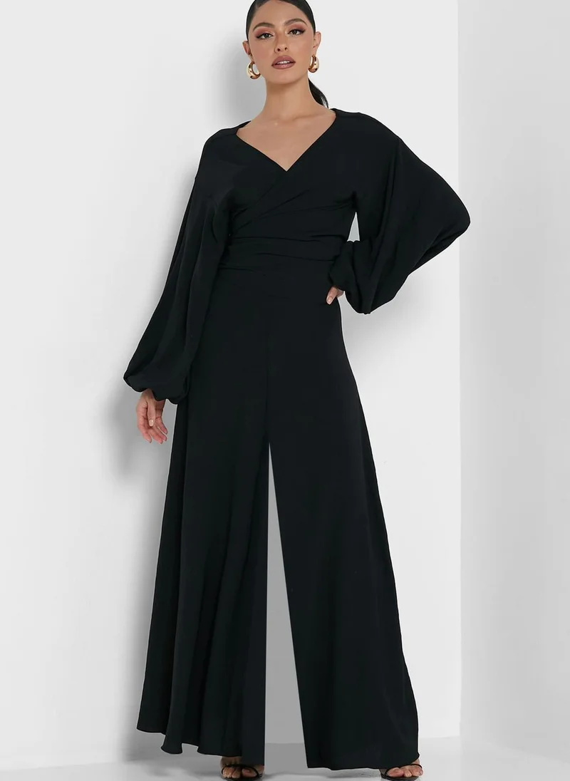 Azzalia Puff Sleeve Top & Wide Leg Pants Set