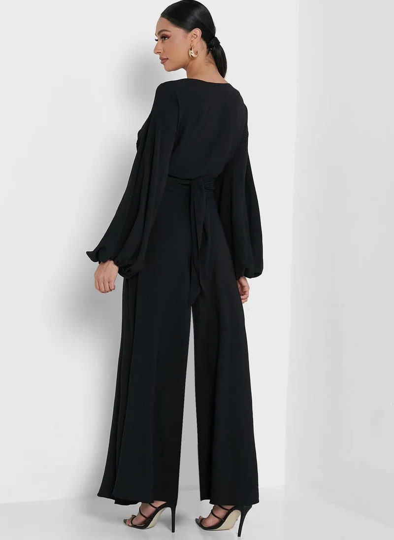 Azzalia Puff Sleeve Top & Wide Leg Pants Set